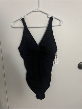 Kids Black One-Piece Swimsuit with Twist Front